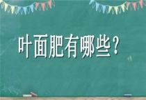 叶面肥有哪些？