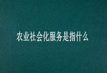 农业社会化服务是指什么？