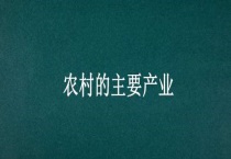 农村的主要产业