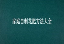 家庭自制花肥方法大全