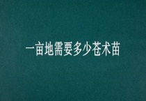 一亩地需要多少苍术苗