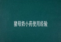 猪母奶小药使用经验