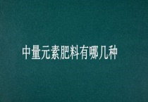 中量元素肥料有哪几种