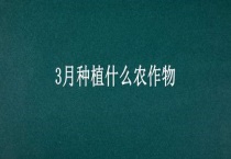3月种植什么农作物