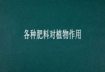 各种肥料对植物作用